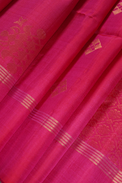 Bright Pink Soft Silk Saree