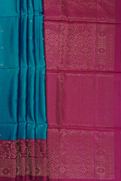 Peacock Blue Soft Silk Saree