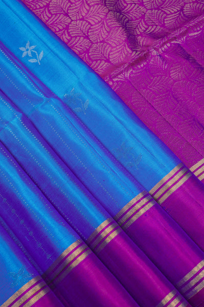 Cornflower Blue and Purple Soft Silk Saree