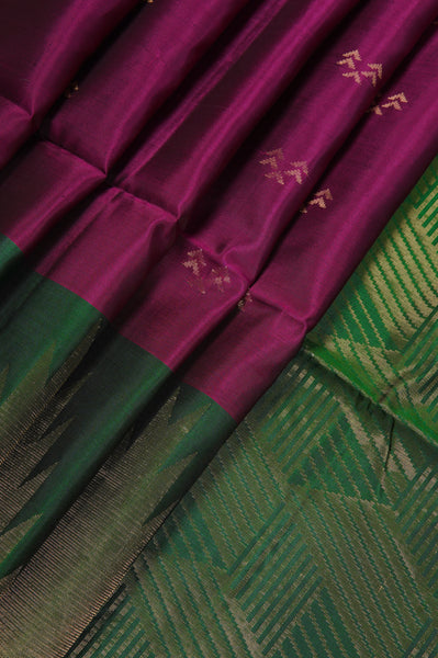 Purple and Fern Green Soft Silk Saree