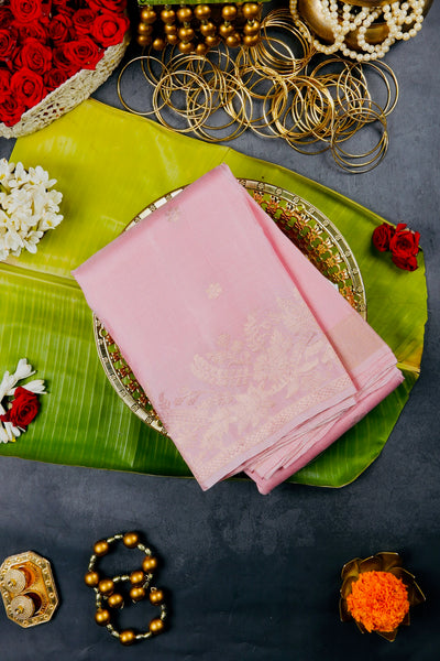 Powder Pink Silk Mix Saree