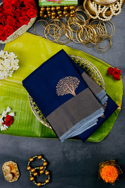 Midnight Blue Silk Mix Saree