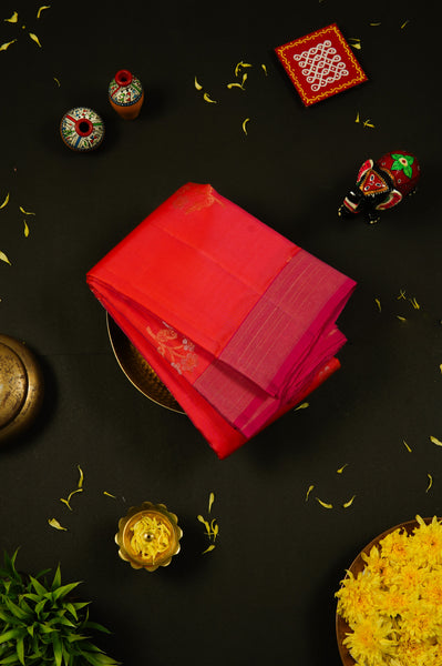Light Red Silk Mix Saree