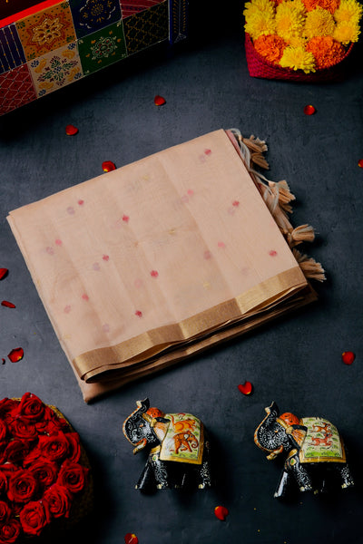 Cream Semi Tussar Saree