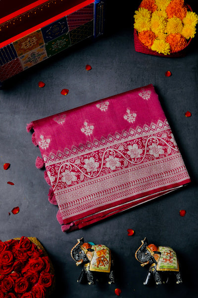 Rouge Semi Tussar Saree