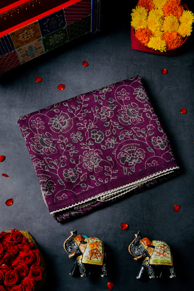 Dark Purple Semi Silk Cotton Saree