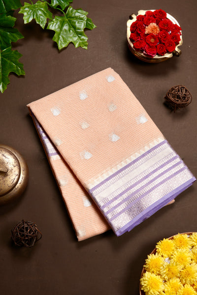 Peach Semi Linen Saree