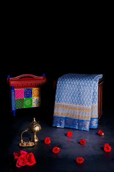 Blue Chanderi Silk Saree