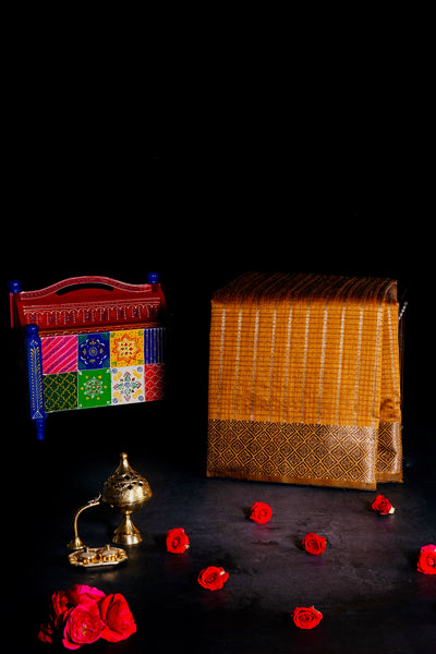 Marigold Semi Tussar Zari Type Saree