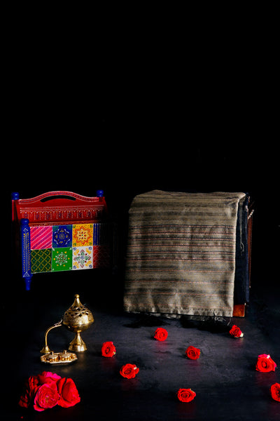 Black Semi Tussar Zari Type Saree