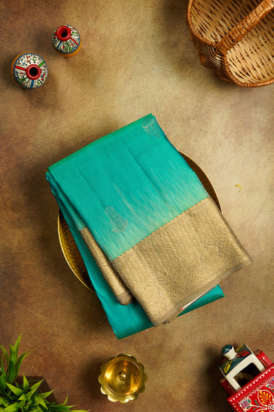 Light Teal Green Kanchipuram Silk Saree