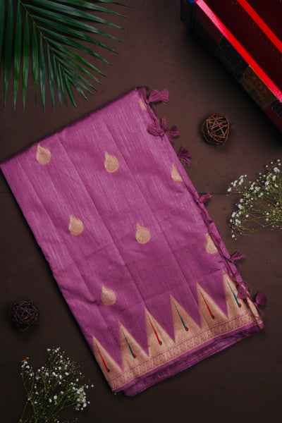 Muted Pink Semi Tussar Saree