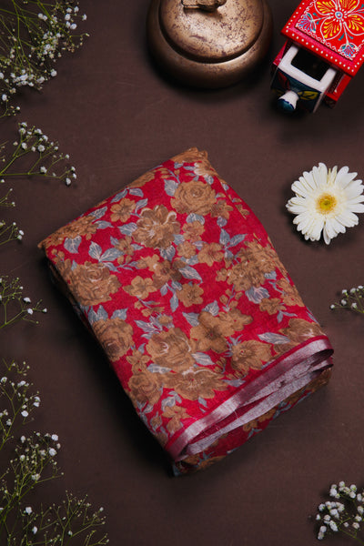 Floral Linen Saree