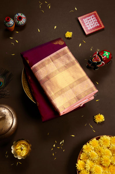 Deep Maroon Kanchipuram Silk Saree