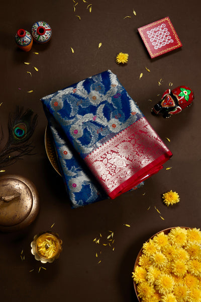 Navy Blue Organza Saree