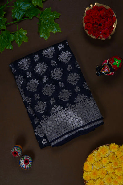 Black Semi Tussar Saree