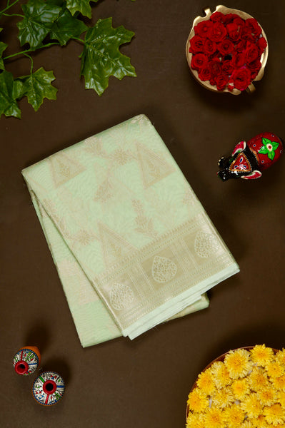 Subtle Mint Green Semi Silk Cotton Saree