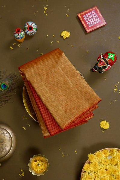 Deep Red and Gold Kanchipuram Silk Saree