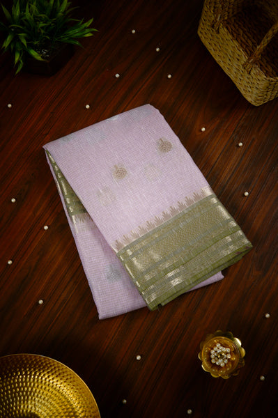 Light Cotton Candy Pink Semi Linen Saree