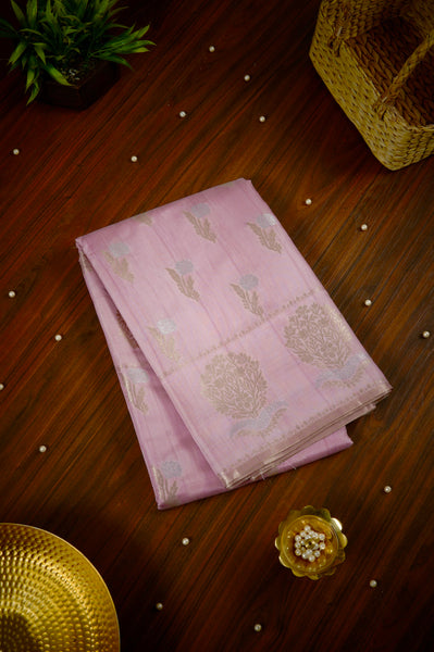 Soft Blush Pink Semi Tussar Saree
