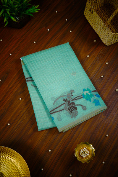 Light Blue Semi Silk Cotton Saree