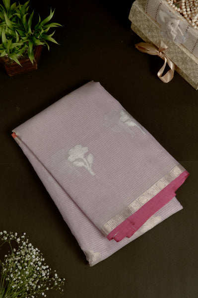 Pale Lilac Semi Linen Saree