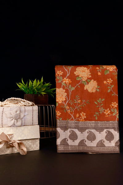 Light Brown Semi Tussar Saree
