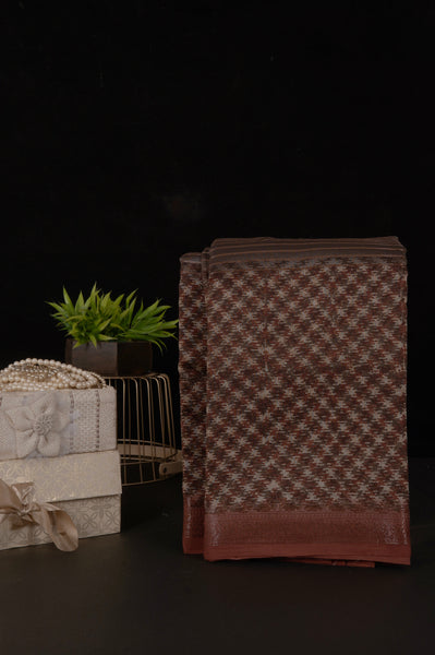 Brown Chanderi Silk Saree