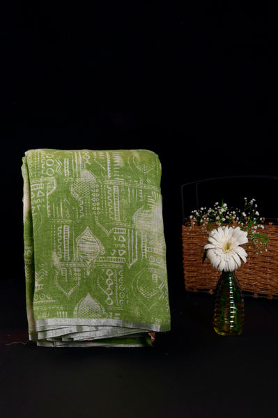 Pistachio Green Linen Saree