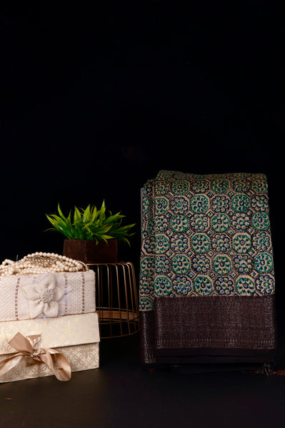 Black Chanderi Silk Saree