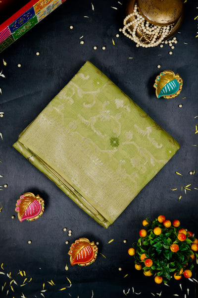 Sage Green Semi Silk Cotton Saree
