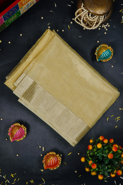Dusty Yellow Semi Tussar Saree