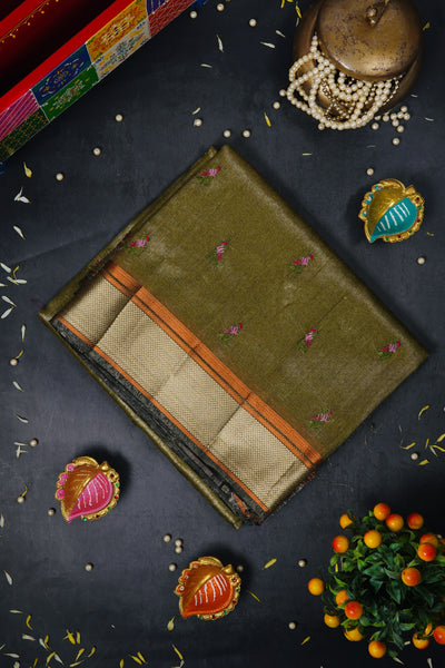 Pear Green Semi Tussar Saree