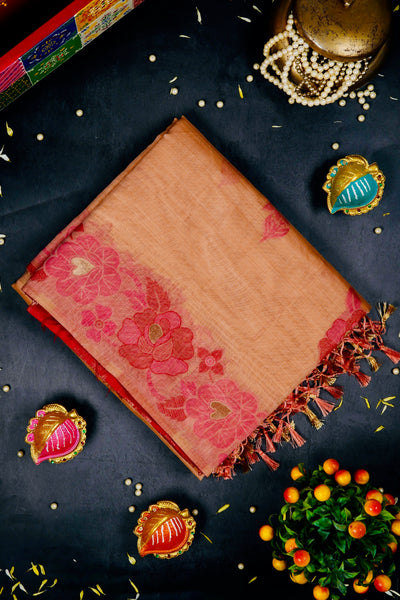 Cantaloupe Semi Silk Cotton Saree