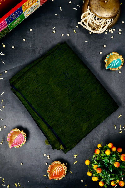 Light Green Semi Linen Saree