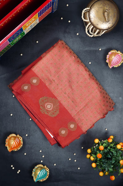 Dark Cantaloupe Semi Tussar Saree