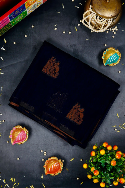 Void Blue Semi Linen Saree