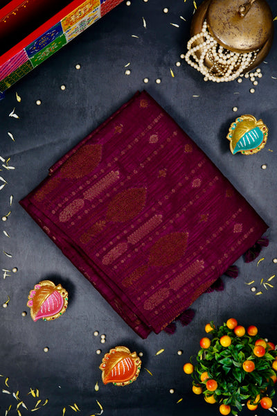 Pion Purple Semi Tussar Saree