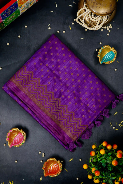 Rebecca Purple Semi Tussar Saree