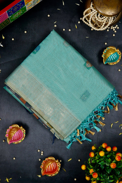 Turquesa Semi Silk Cotton Saree