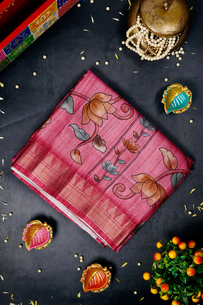 1265682-Palam-Silks-Shop-Online-Aurora Pink Semi Tussar Saree