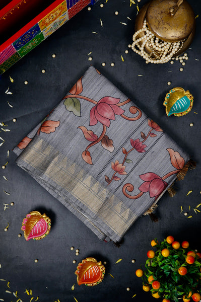 1265683-Palam-Silks-Shop-Online-Kentucky Blue Semi Tussar Saree