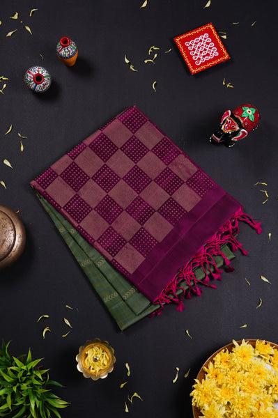 Olive Green Soft Silk Saree