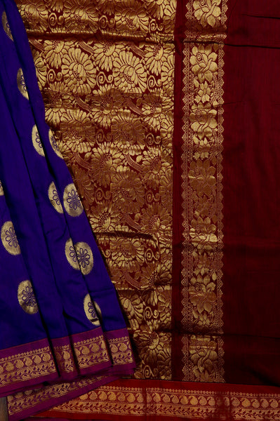 1237984-Palam-Silks-Shop-Online-Dark Indigo Cotton Saree