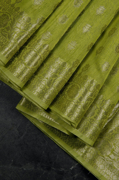 1240475-Palam-Silks-Shop-Online-Murky Green Semi Tussar Saree