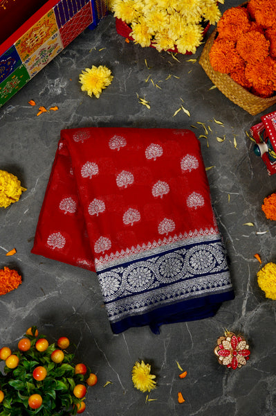 1241424-Palam-Silks-Shop-Online-Red Berry Semi Tussar Saree