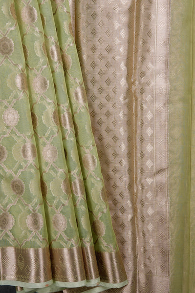 1249119-Palam-Silks-Shop-Online-Moss Green Organza Saree