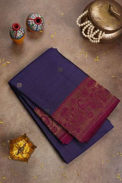 Dark Purple Silk Mix Saree