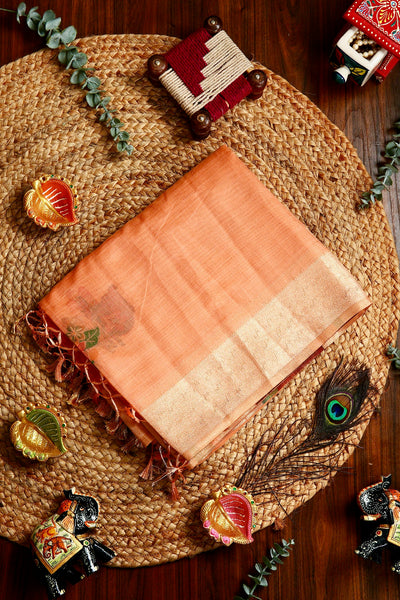 1263670-Palam-Silks-Shop-Online-Cantaloupe Semi Silk Cotton Saree