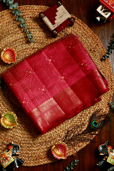 1265370-Palam-Silks-Shop-Online-Red Semi Tussar Saree